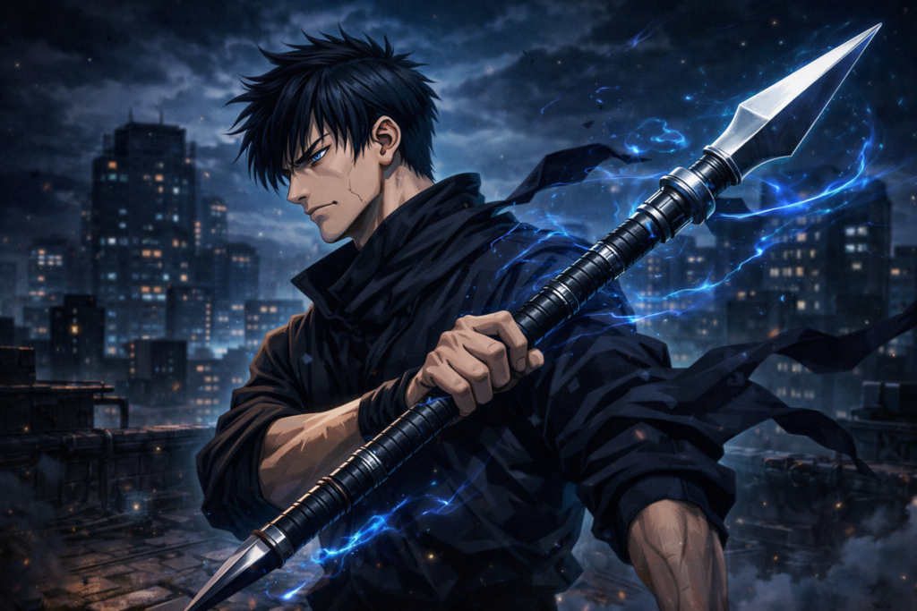 Toji Fushiguro prepares for combat, calm and calculating,