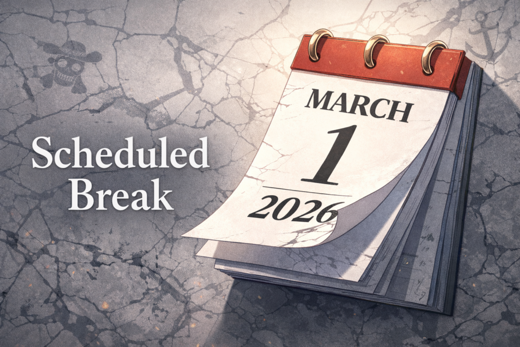 A clean and informative graphic highlighting the official break and new release date