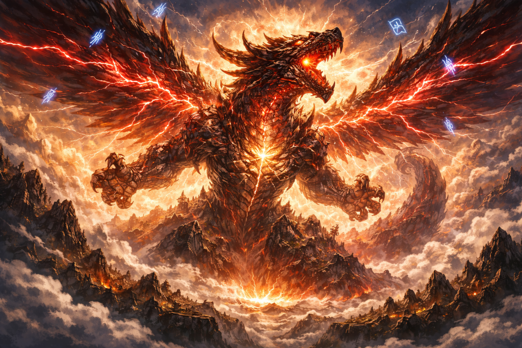 Prince Loki unleashes the true scale of Model Nidhoggr — a transformation so massive it dwarfs mountains.