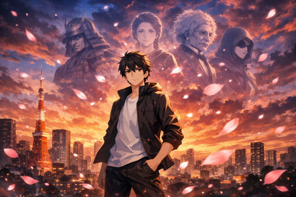 A dramatic promotional-style key visual capturing the supernatural reincarnation theme of Petals of Reincarnation with mystical petals