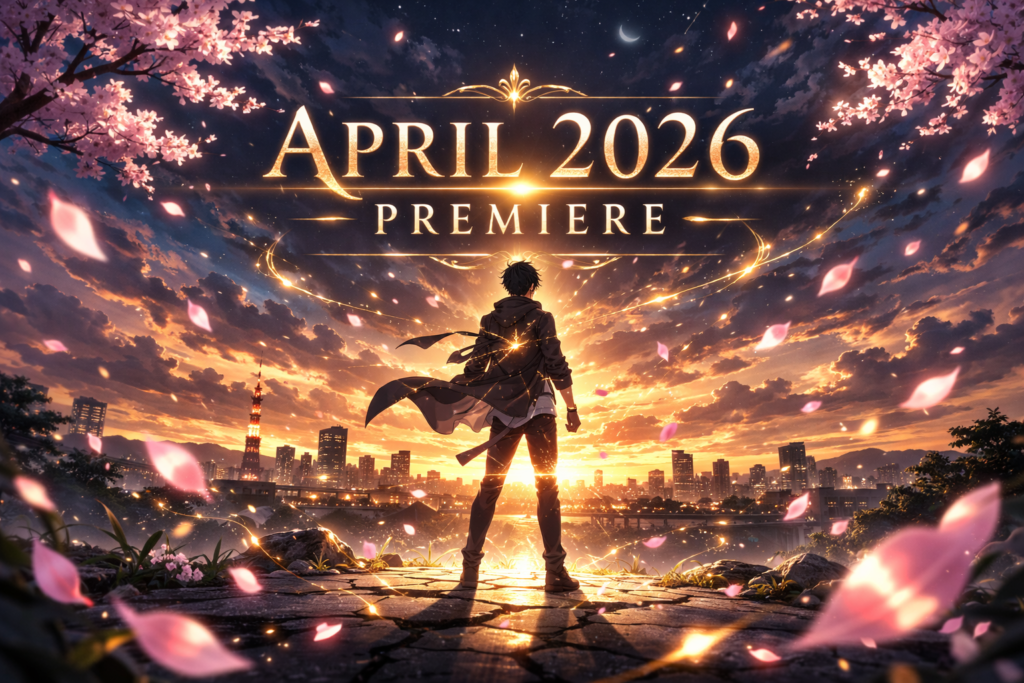 A clean and elegant countdown poster perfect for promoting the April 2026 anime debut.