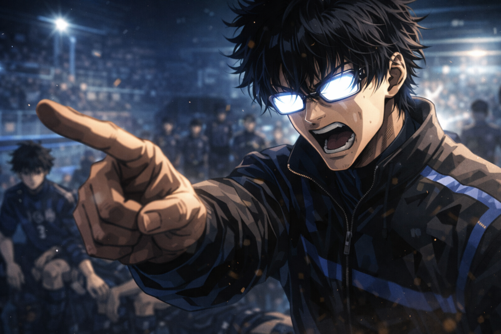 This image highlights Ego Jinpachi explaining the philosophy of ego and destroying the idea of teamwork, one of the most powerful moments of the chapter.