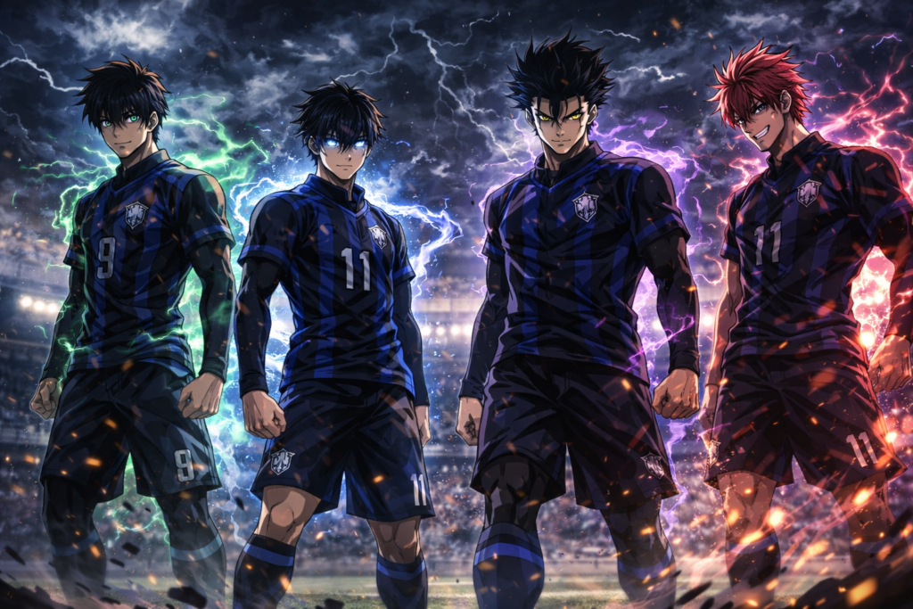 This image represents the collision of egos between the strongest Blue Lock strikers, turning the match into a battle of dominance.