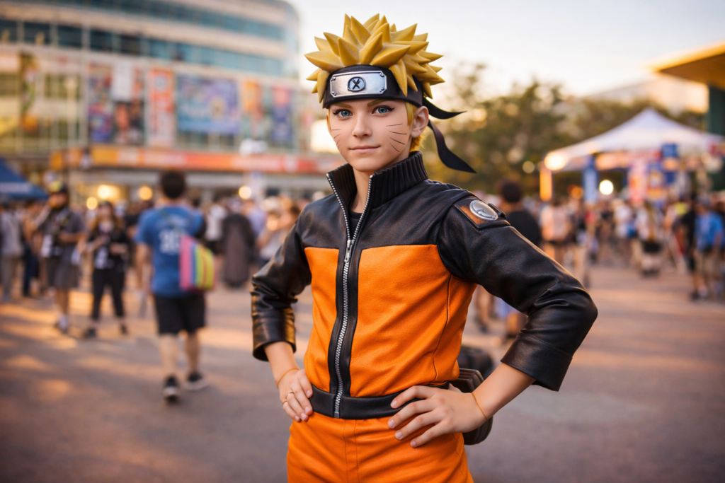 A convention-ready cosplay look representing the new officially licensed costume line for fans and Halloween buyers.