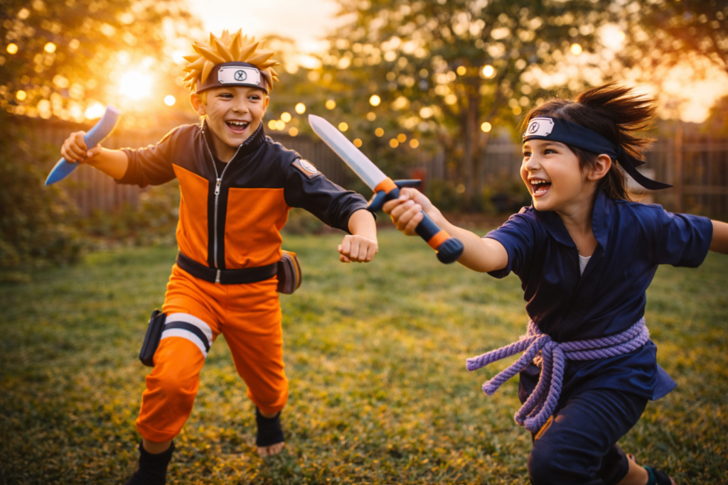 A heartwarming scene showing how the new Naruto toys encourage imaginative play for younger fans.