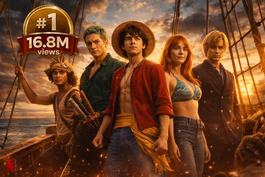 Showcases the massive success of the live-action series dominating Netflix charts.