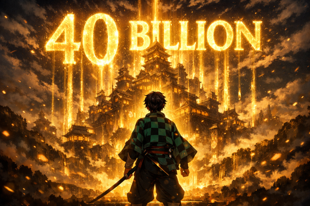 A powerful hero visual symbolizing the movie crossing the ¥40 billion milestone, perfect for blog header or thumbnail.