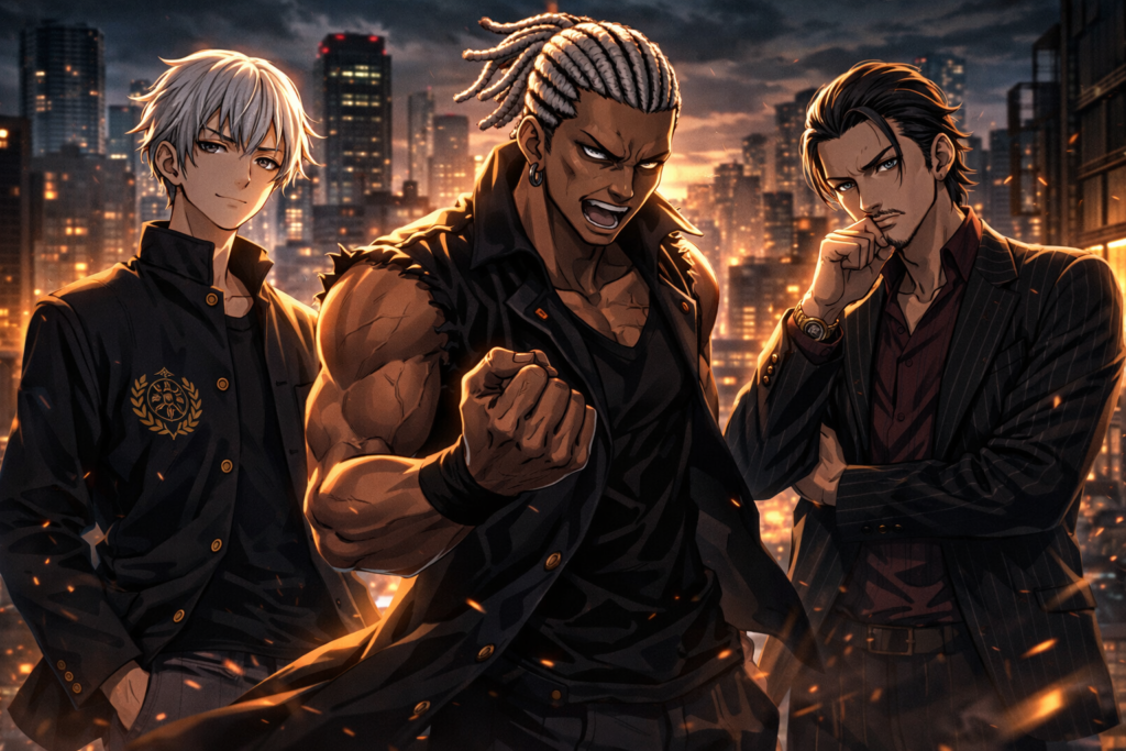 Showcases the newly introduced key players like Senju, South, and Takeomi, emphasizing their unique personalities.