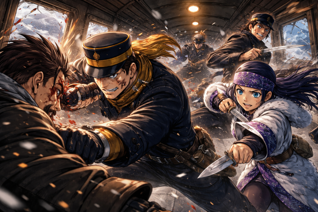 A brutal clash unfolds inside the train, where survival depends on speed, strength, and instinct.