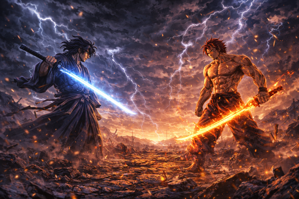 An epic teaser of the ultimate battle, building anticipation for the biggest clash in Part 2.