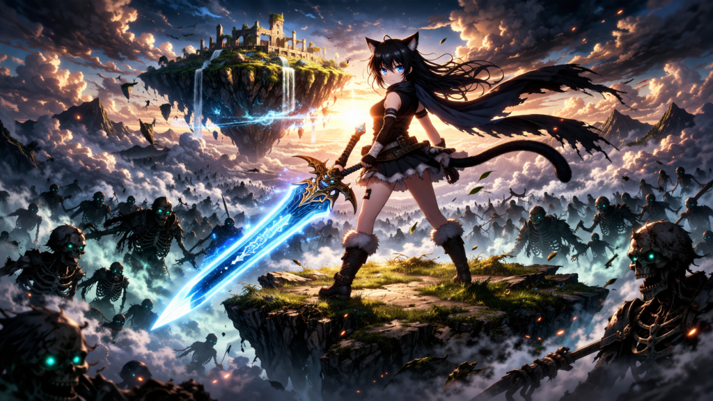 A powerful hero image showing Fran and Master overlooking the Floating Island, setting the tone for Season 2’s dark and epic storyline.