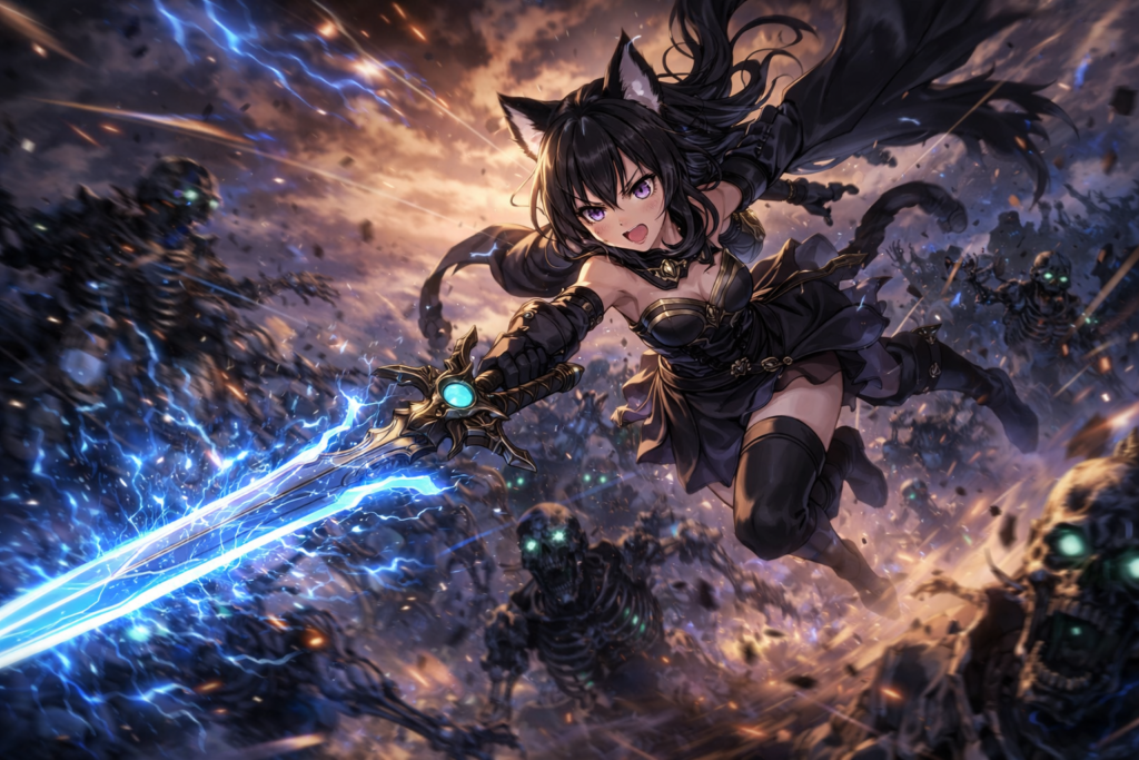 A high-energy action shot showcasing Fran’s growth as a fearless fighter in Season 2.