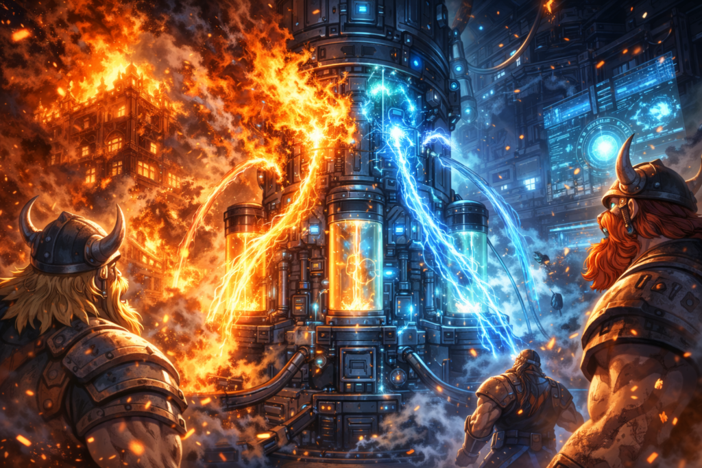 Lilith’s Omni Drain Converter technology absorbs destructive fire and converts it into usable energy, saving the priceless history of Elbaph.