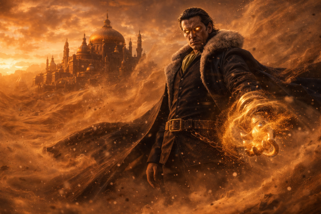 This image represents Mr. 0 (Crocodile), the dangerous leader of Baroque Works and one of the most powerful villains introduced in the Arabasta Saga.