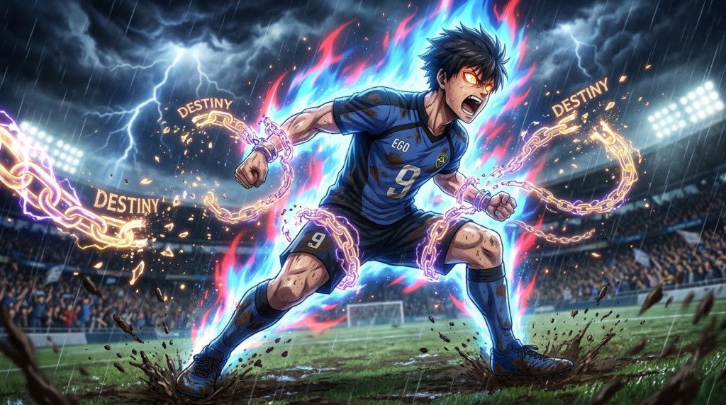 This symbolic image visualizes the battle between destiny and ego, the central philosophical theme of Blue Lock Chapter 339.