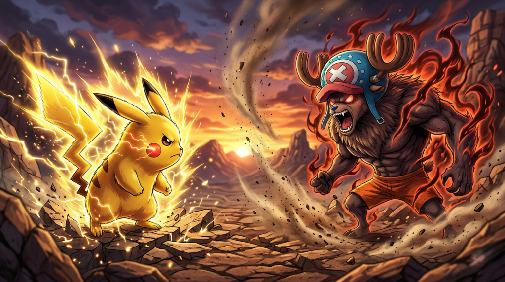 A dramatic standoff shot that visually represents the core theme of the fight — lightning-fast agility versus raw brute strength.