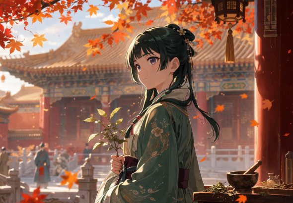 Autumn serenity in a palace courtyard