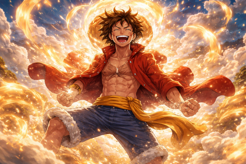 Luffy and Loki unite against a common enemy, symbolizing the beginning of a powerful alliance in the face of darkness.