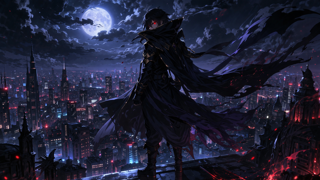 A powerful visual of Shadow overlooking the world, symbolizing his dominance and secret mastermind persona.