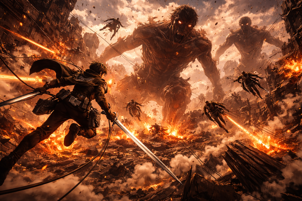 Showcases the high-stakes action and intensity of the final arc.