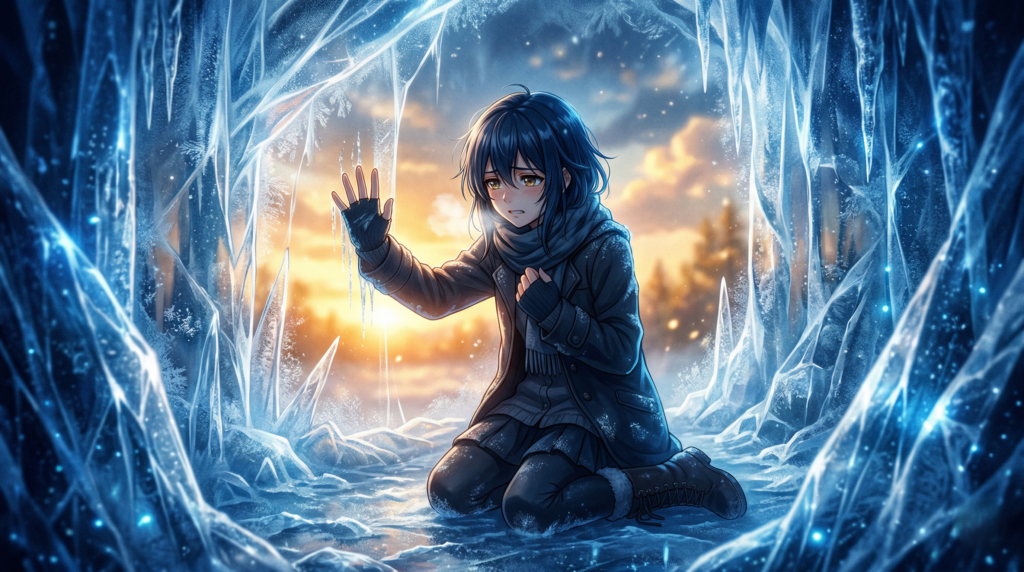 A symbolic representation of emotional struggle—perfect for illustrating Koyuki’s internal conflict and fear of connection.