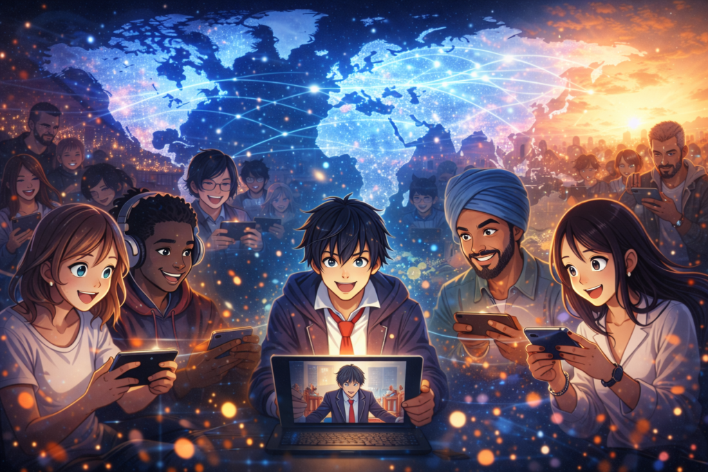 Shows how same-day releases unite anime fans globally, creating shared excitement.