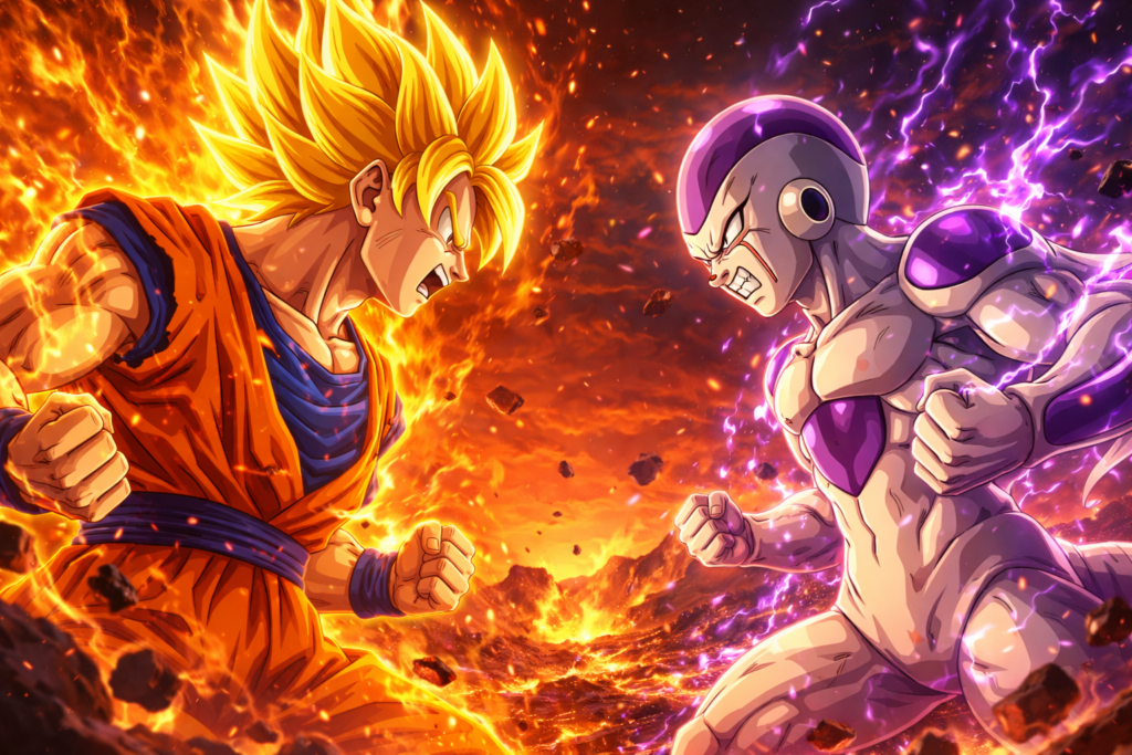 The Namek saga is arguably the most iconic arc in all of Dragon Ball — and this is precisely the stretch of episodes returning to Adult Swim. This battle image captures the raw nostalgia that makes long-time fans immediately want to tune in at 5 AM, and draws in newer viewers who've never experienced Kai's tighter, more polished version of this legendary showdown.