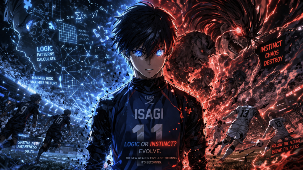 Shows Isagi caught between logic and instinct—his biggest internal conflict.