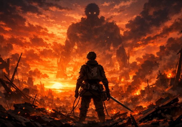 Lone soldier facing the Titan