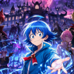 Magical academy battle under a glowing moon