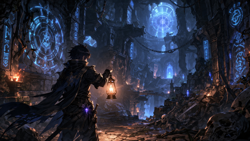 Showcases the exploration element of the game, emphasizing mystery, danger, and adventure.