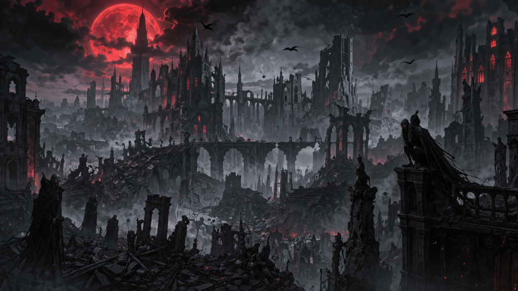 Highlights the unique blend of sci-fi and gothic horror that defines the Vampire Hunter D universe.