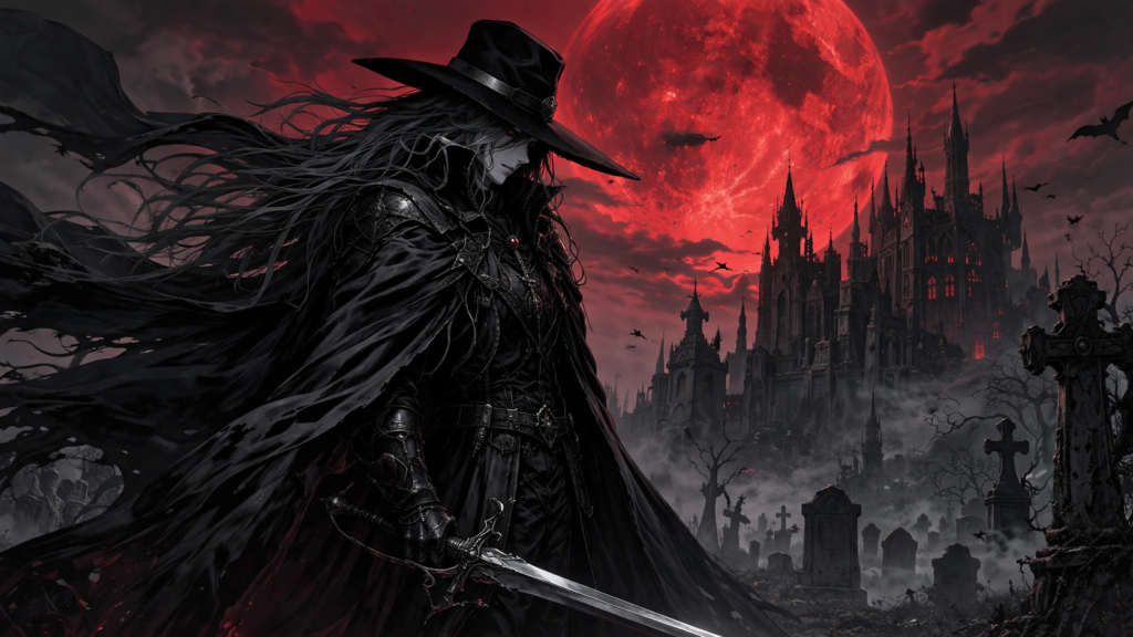 A powerful introduction image showcasing the mysterious and iconic vampire hunter in a dark gothic setting—perfect as the blog’s featured image.